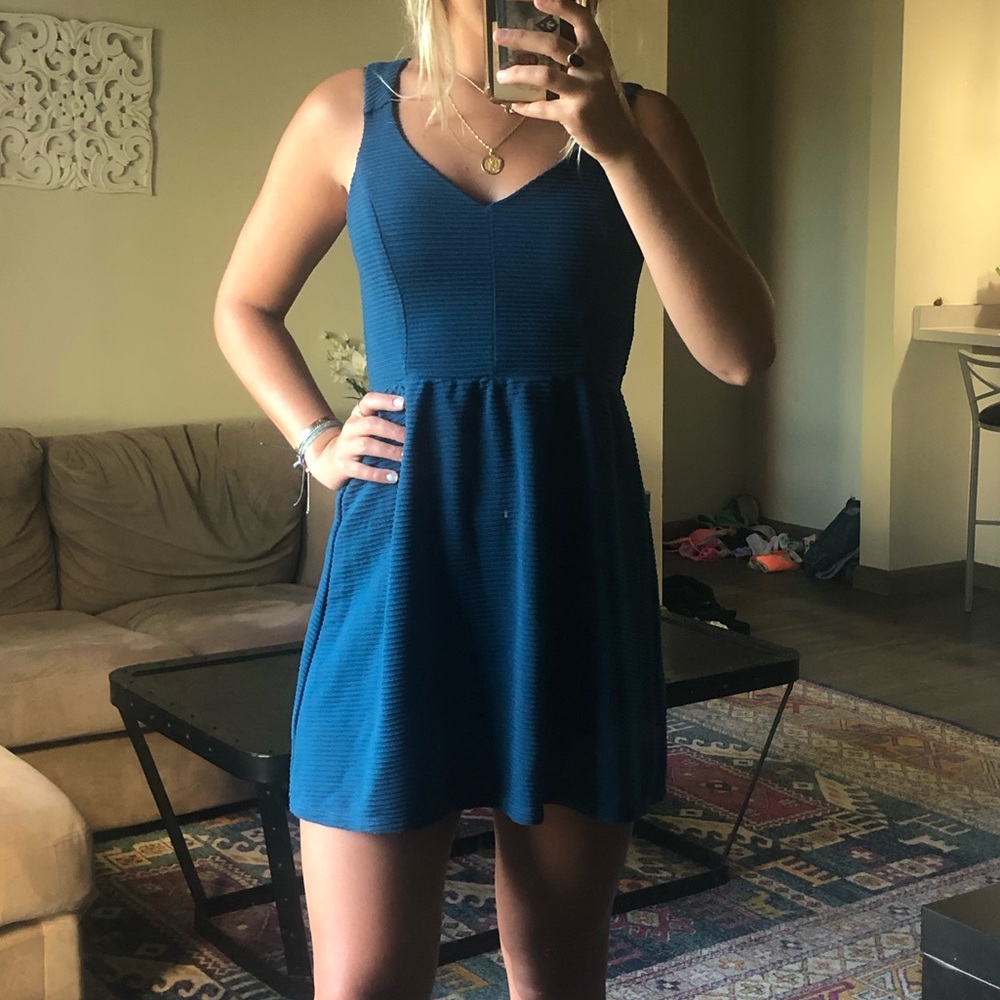 Blue ribbed dress